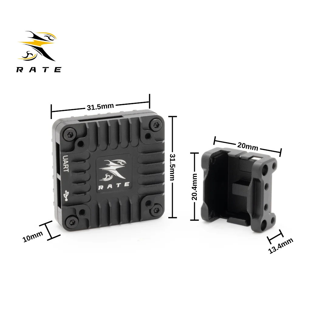 RateFPV O4 Wide Air Unit Kameragehäuse Upgrade-Set Leichtgewichtiges 20mm Kamera CNC Aluminiumlegierung Kühlkörpergehäuse Kompatibel mit O3 O4