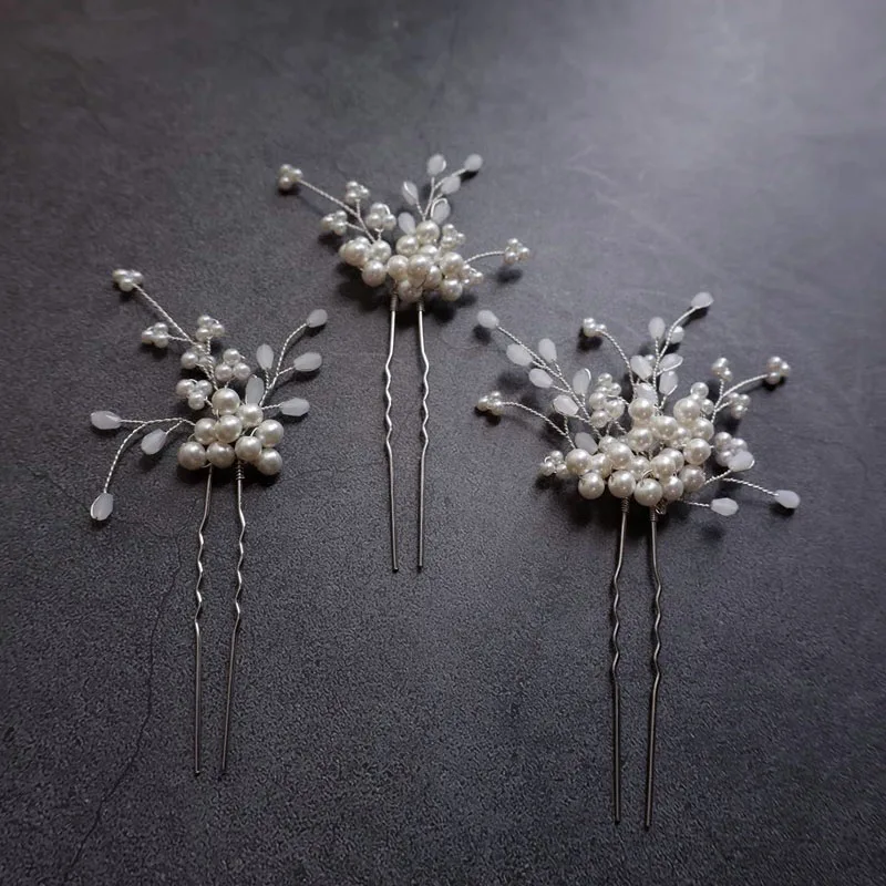 Épingles à cheveux en perles faites à la main pour femmes et filles, pinces à cheveux pour patients, pièce de sauna, épingle à cheveux Bobby, or, argent, document, accessoires de mariage, mode, ensemble de 3 pièces
