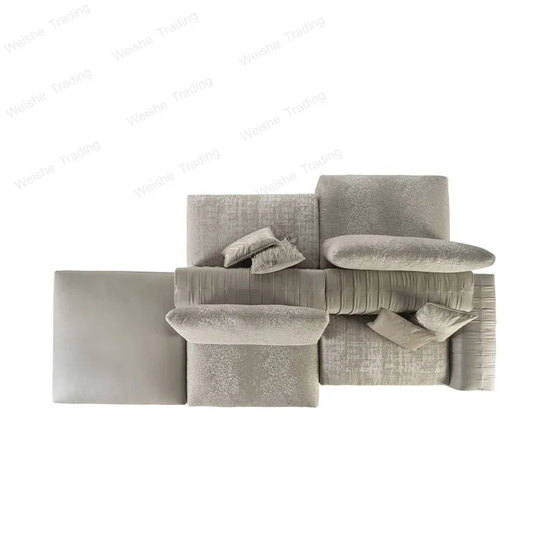 

Italian light luxury fabric leather sofa, small apartment, furniture