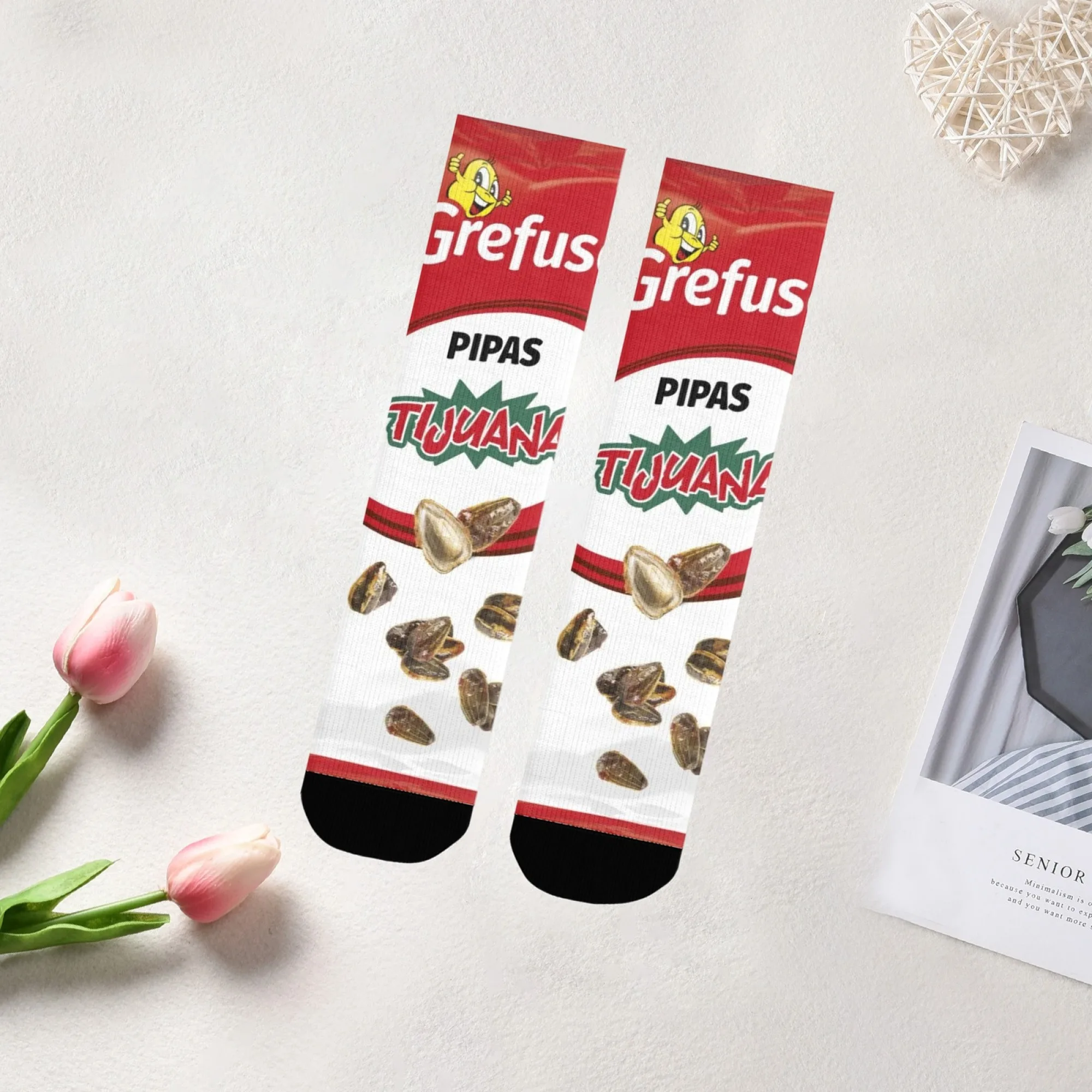 مضحك الجدة Grefus Pipas وجبة خفيفة طاقم الجوارب Tijuana وجبة خفيفة التفاصيل مع نغمات التعبئة والتغليف للجنسين الجوارب للارتداء اليومي ومحبي الغذاء