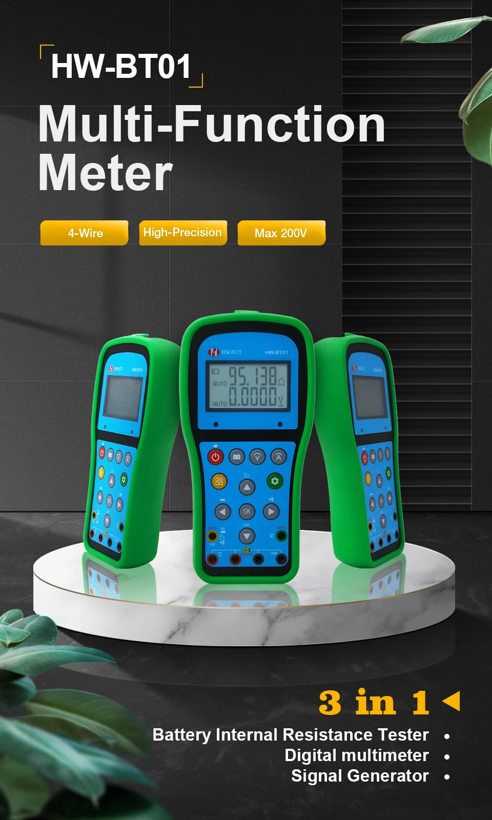 

HW-BT01 Мультиметр для проверки батареи Генератор сигналов Высокоточный прибор для измерения внутреннего сопротивления батареи Цифровой тестер