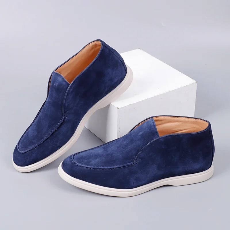 British Style Men's Desert Boots Cow Suede Leather Chukka Mens Ankle Boots Slip-on High Top Casual Shoes Fashion Footwear Male