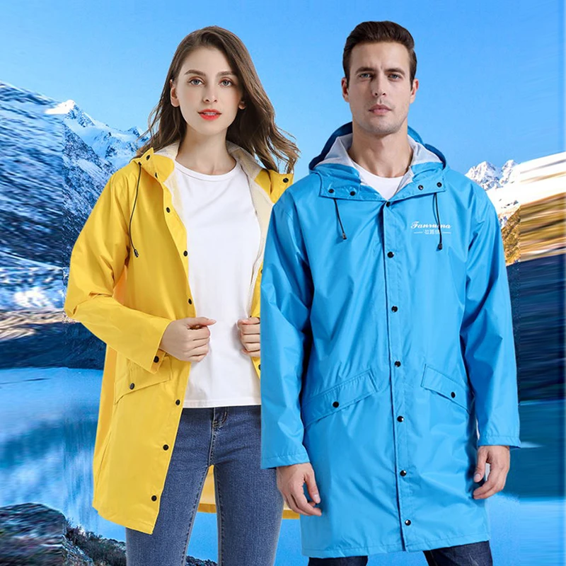 

Long Raincoat Jacket Men and Women Adult Outdoor Travel Hiking Windbreaker Waterproof Thickening Poncho Portable Rain Gear