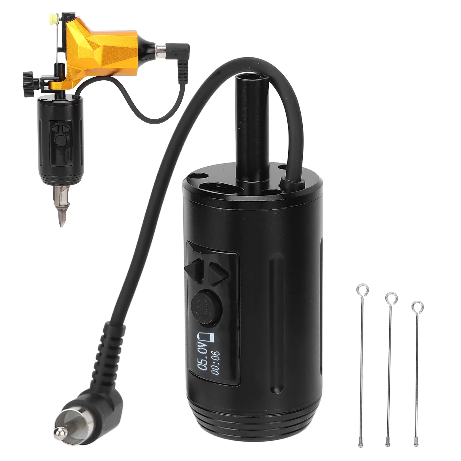 

2in1 Tattoo Power Supply Grip Aluminum Alloy RCA Interface Cordless Cartridge Tattoo Machine Handle Grips
