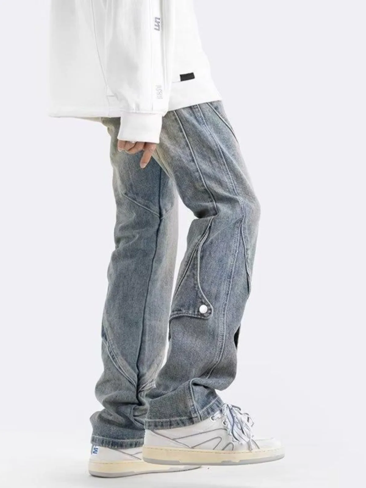 

Мужские джинсы в стиле ретро, широкие, винтажные, модные, прямого кроя, прочные, облегающие, в стиле стритстайл