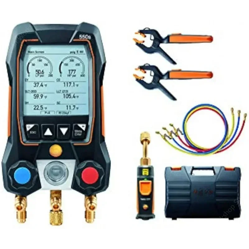 550S AC Gauge Set – Manifold Gauges Hvac And Refrigeration – Incl. 2X 115I Pipe Clamp Thermometer, 1X Testo