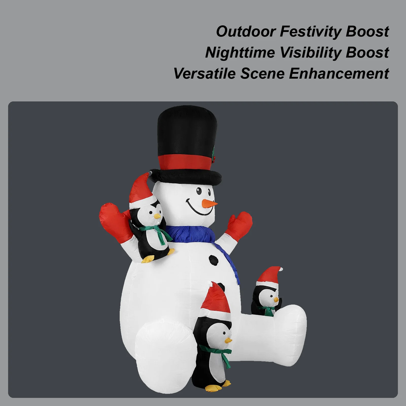 Christmas Inflatable Snowman RGB LED Lights Inflatable Holiday Decoration With 3 Penguins Blow Up Christmas Sitting Snowman For