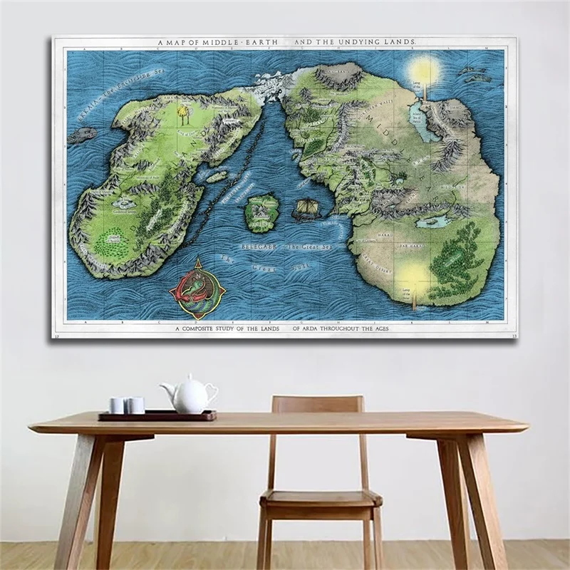 84 * 59 cm Retro Mapa Wall Art Plakat Włóknina Płótno Malarstwo Vintage Wydruki Bez Ramki Obrazy Salon Dekoracja Domu