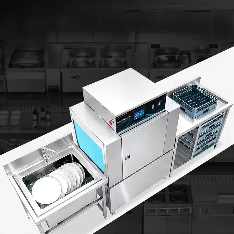 Commercial Conveyor Dishwasher Machine Industrial Flight Type Large Capacity Automatic Kitchen Cleaning Equipment for view 3