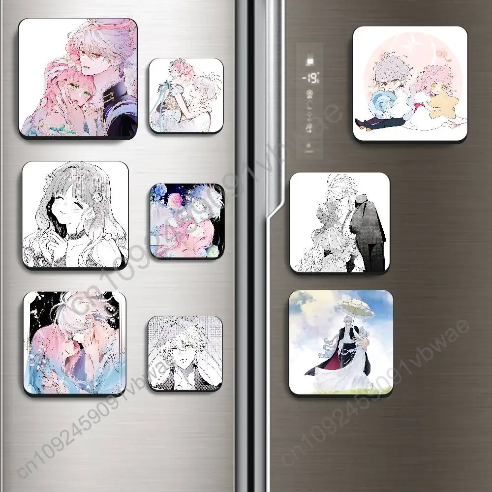 Rabi Hana Himeru Kimi no Meteor Black Square Plastic Fridge Magnet, for Magnetic Sticker No Trace Left, Durable, Smooth Textured