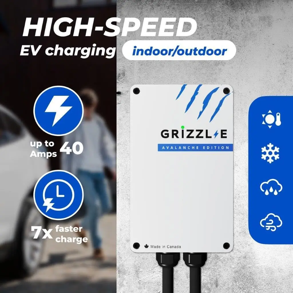 Cargador de vehículo eléctrico (EV) grizzl-e Nivel 2, estación de carga rápida de pared para coche eléctrico interior/exterior, certificado UL, hasta 40 amperios