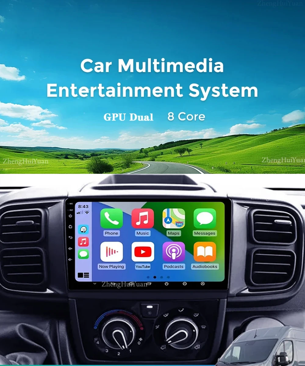 Andriod 14 Carplay Auto For Fiat Ducato Van L3H2 2021 - 2023 Car Radio Multimedia Video Player Stereo Navigation GPS DVD 4G WiFi