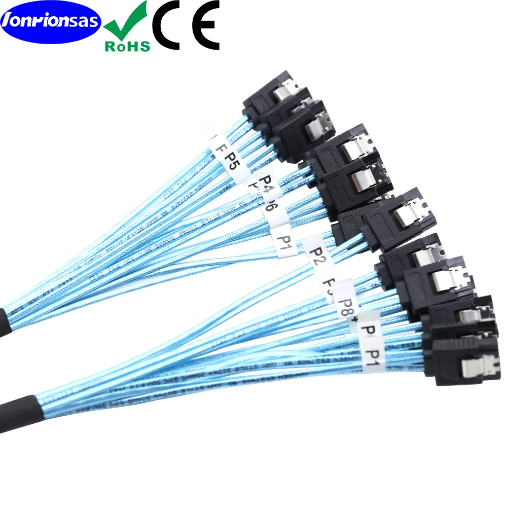 LONRIONSAS#SATA-4.0 7P female 8Pcs/Set-12Gbps-Sata HDD-SSD Data-Cable for Bitcoin Computer-Server Drives Raid SAS Cable