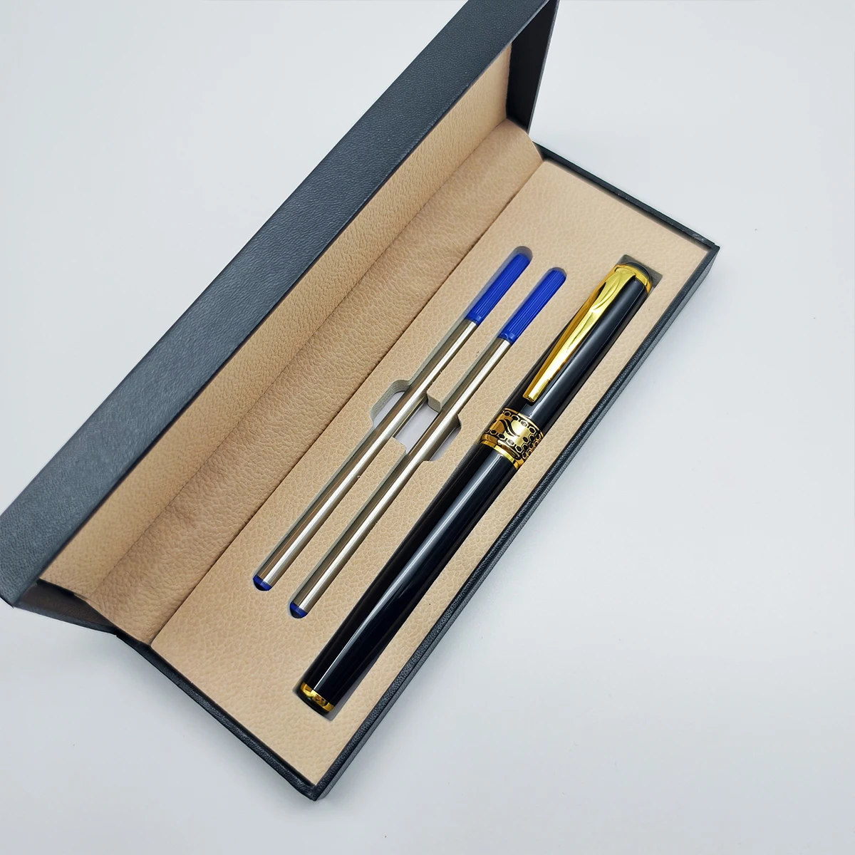Personalized Custom Pens Engrave Name/Logo Luxury Black Gold Ballpoint Pen with Refills Gift Box for Business