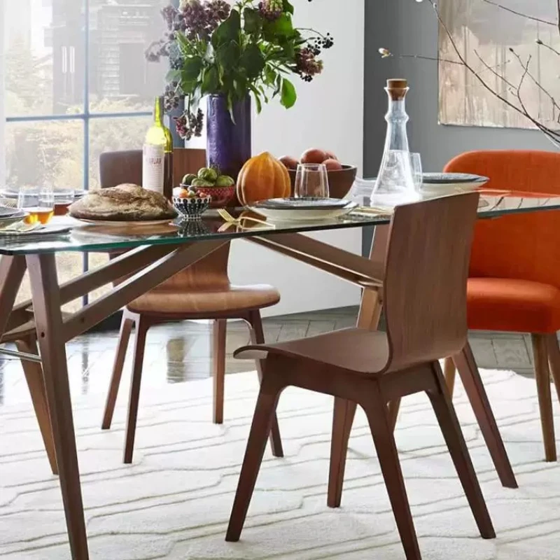 Sillas de comedor de diseño con respaldo, sillas de comedor de madera marrón estilo Bistro de mediados de siglo, muebles para oficina, sala de estar, Sillas Comedor, muebles para el hogar
