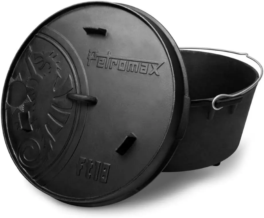 

Cast Iron Dutch Oven for Cooking or Baking Outdoors Over a Campfire or in The Home Kitchen, Pre-Seasoned Cookware Conducts Heat