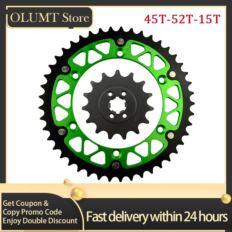 Road Passion Motorcycle 520 45T-52T 15T Front & Rear Sprocket For KAWASAKI KX125 KDX200 125 KX 125 200 KDX 200 1985-1993 1983