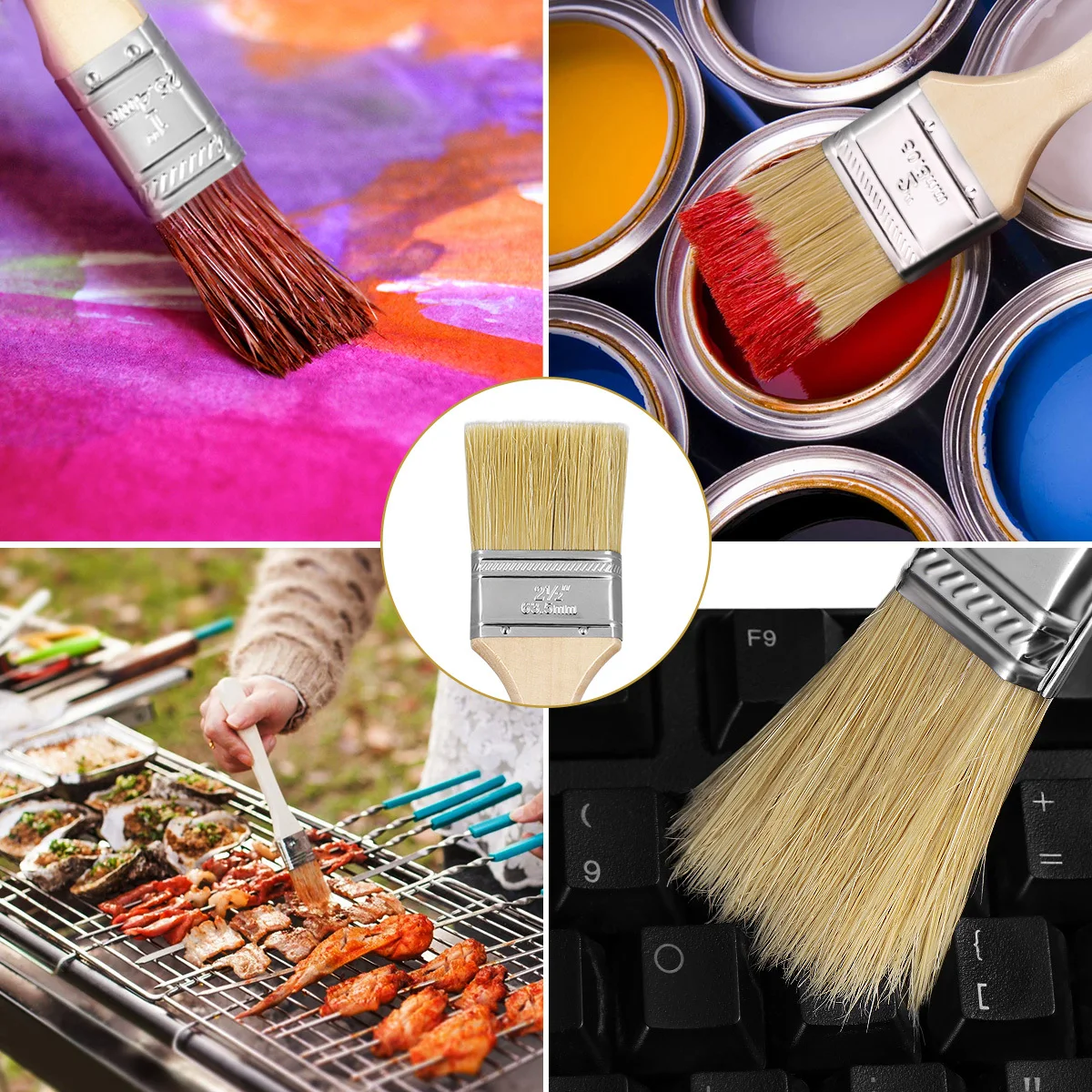 10 قطعة مقبض خشبي الخشن الطلاء فرشاة الثقيلة رقاقة فرشاة للجدار الأثاث خلفية سياج اللوحة تلطيخ الأبواب الوصول