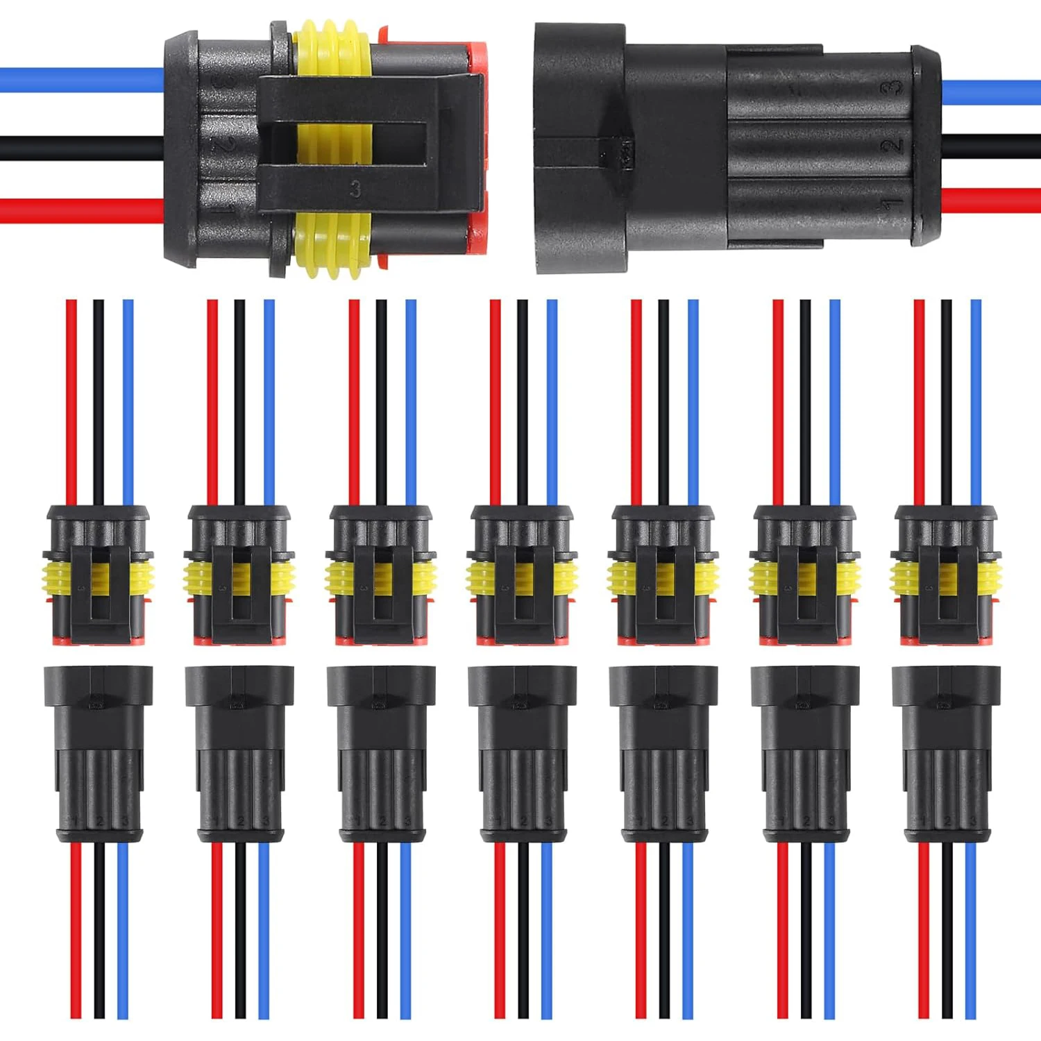 방수 전기 3 핀 플러그, 자동 전선 커넥터, 빠른 연결 해제, 8 쌍, 3 핀 커넥터 