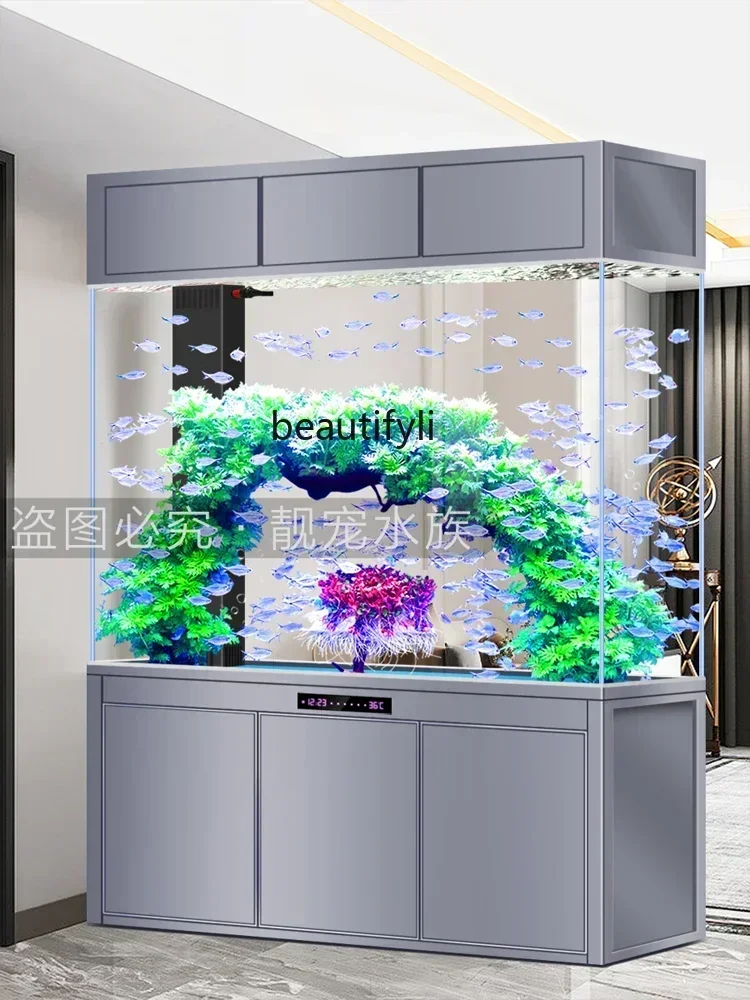 smt7486 new Partition Screens Living Room Floor Entrance Ecological Change Water Bottom Filter Large Glass Aquarium ss 7486