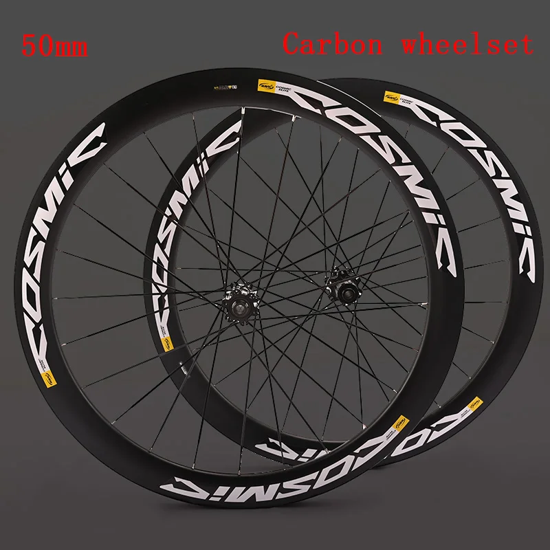 Superlight 700C 50mm Carbon Knife Wheelset Elite Bicycle Wheel Clincher Disc Brake Six Holes Rim Brake Road Bike Wheelset