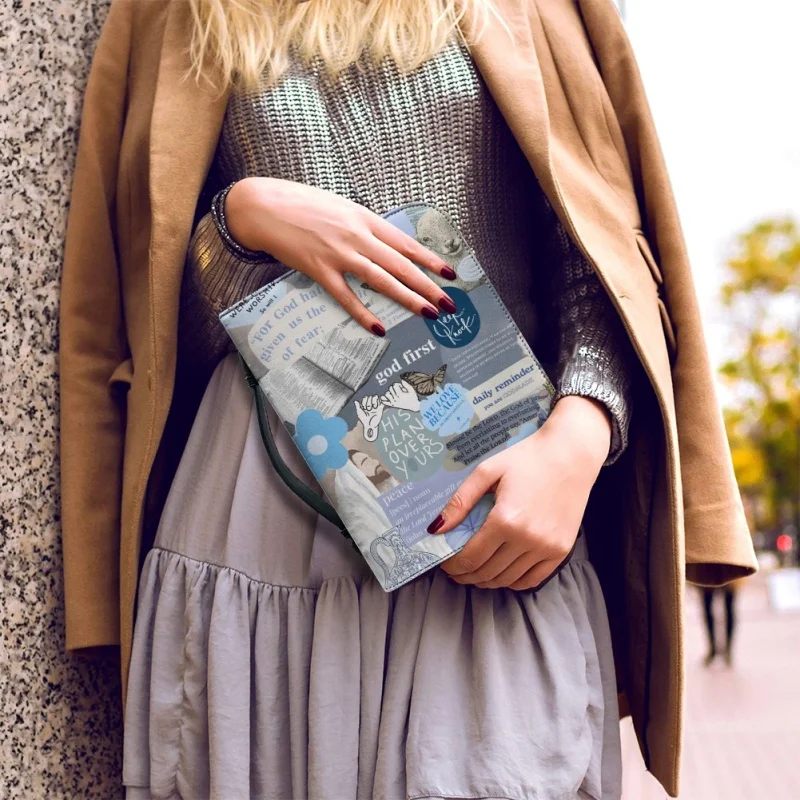 Bolso de cuero con estampado de frase de My Bible para mujer, bolsa de mano con diseño cruzado, cubierta con Collage inspirador