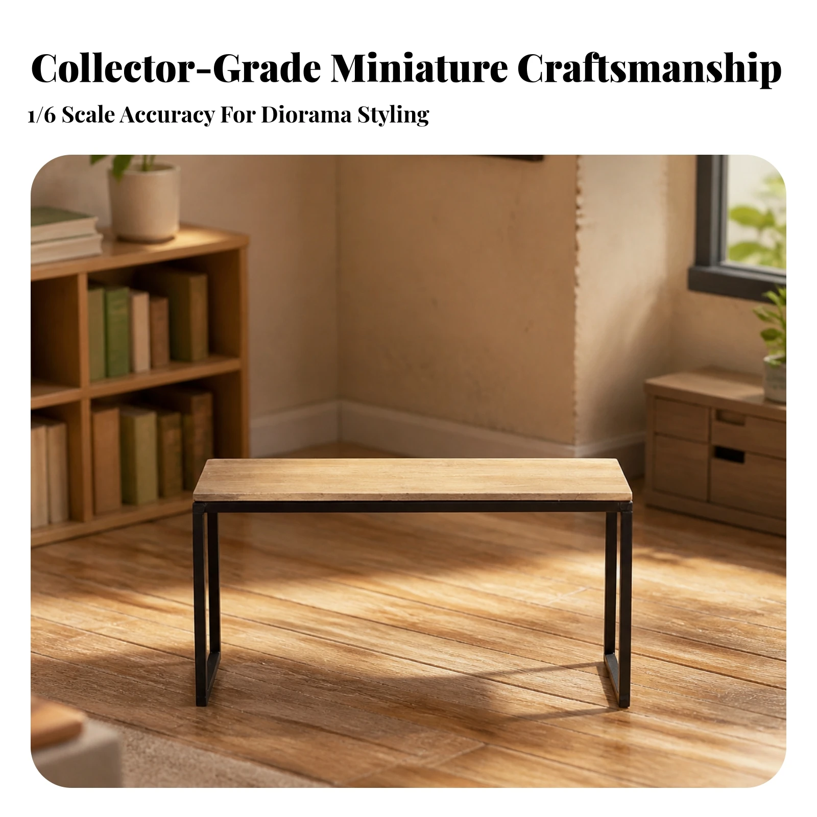 Miniature Coffee Table Low-Silhouette Dollhouse Coffee Table Furniture Rectangular Decorative for Collectors, Dioramas