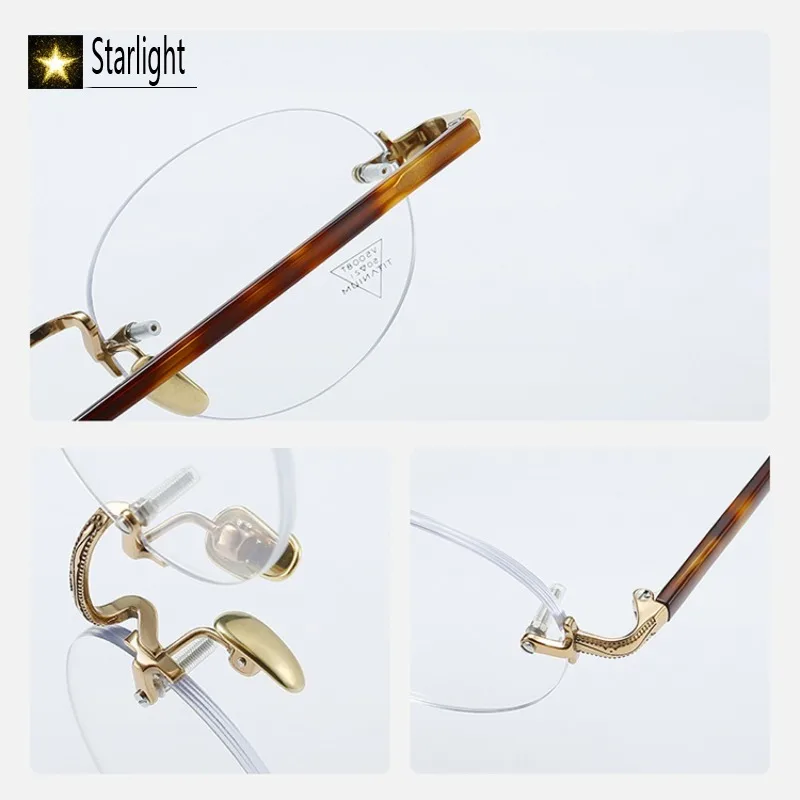 بدون شفة التيتانيوم البيضاوي فرملس إطارات النظارات النظارات امرأة قصر النظر القراءة Gloden النظارات الإطار رجل إمرأة مد البصر 140 مللي متر