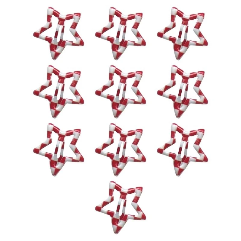 

652F 10pack Star Lattice Print Hair Pin Teenagers Hair Clip Vintage Styles Hairpin for Women and Teens