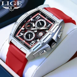 LIGE New Fashion Big Dial Man Watch Top Brand Luxury Waterproof Sports Men Watches Silicone Auto Date Military Casual Wristwatch