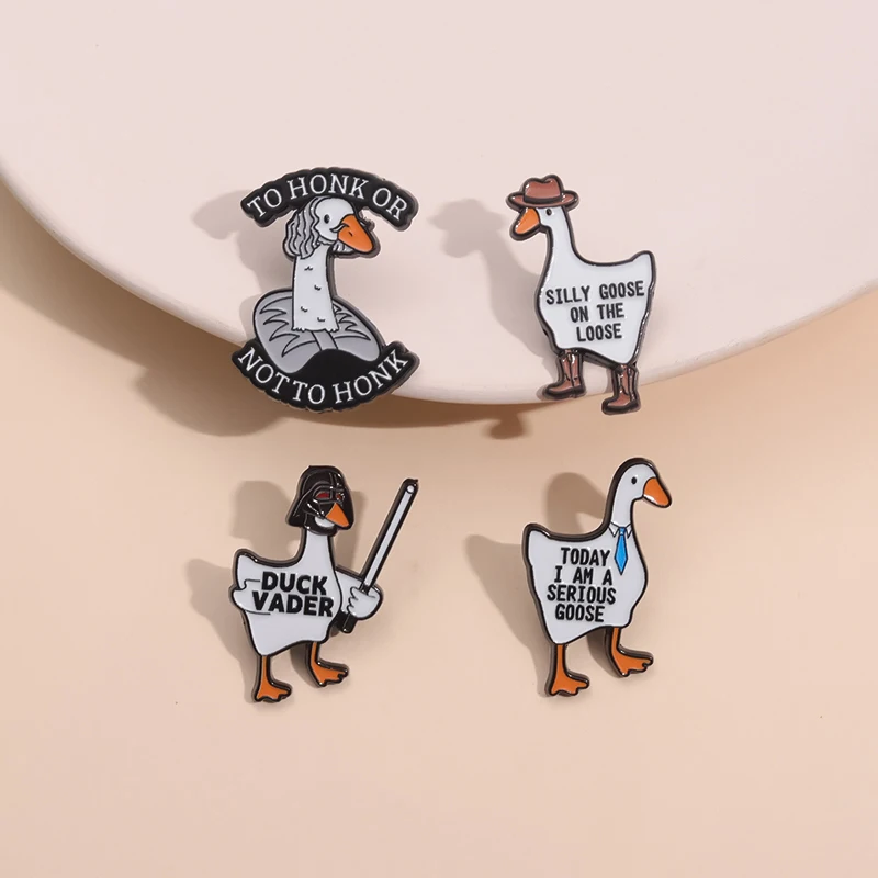 2-6pcs/set Animal Series Collection Enamel Pins Duck Goose Capybara Cats Metal Brooches Lapel Badge Jewelry Gifts For Friends