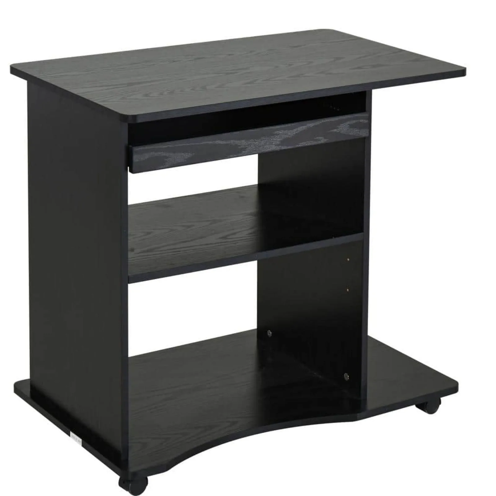 

US 31.5 in. Black Mobile Laptop Computer Desk with Keyboard Tray and Adjustable Shelf