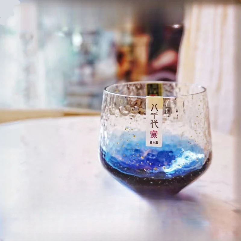 250ml Japanese Gold Foil Crystal Starry Sky Coffee Mug Glass Star Whiskey Cold Drink Cocktail Cup Home Party Water Cup