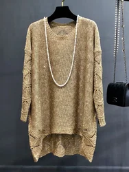 Winter Tops for Women 2026 Fall Winter  Dropshipping  Fall Sweaters for  Loose Sequins Glittering Knitted Dress Purple Sweater