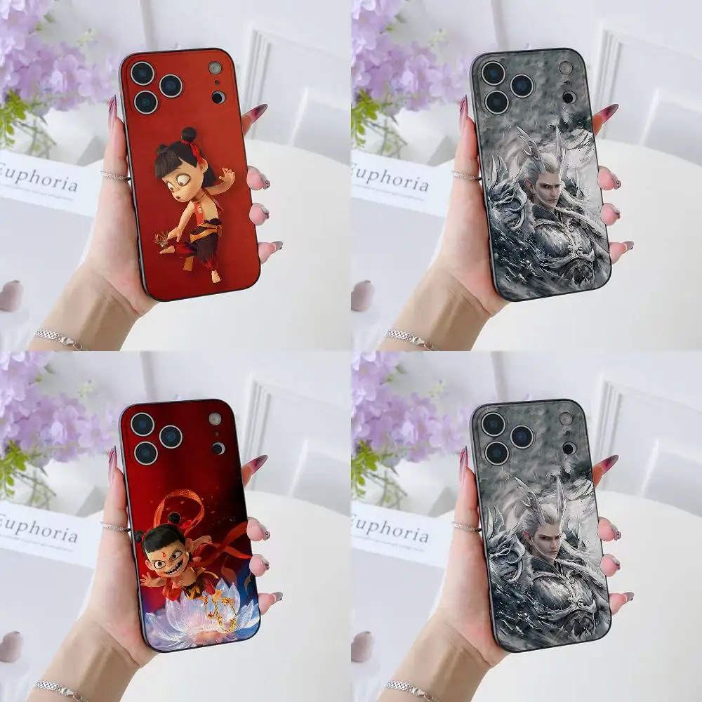 

Китайская мифология Nezha Na Zha (12 шт.) Чехол для телефона для iPhone 17 16 15 14 13 12 11 Pro Max Plus Air Mini Черный Силиконовый Мягкий