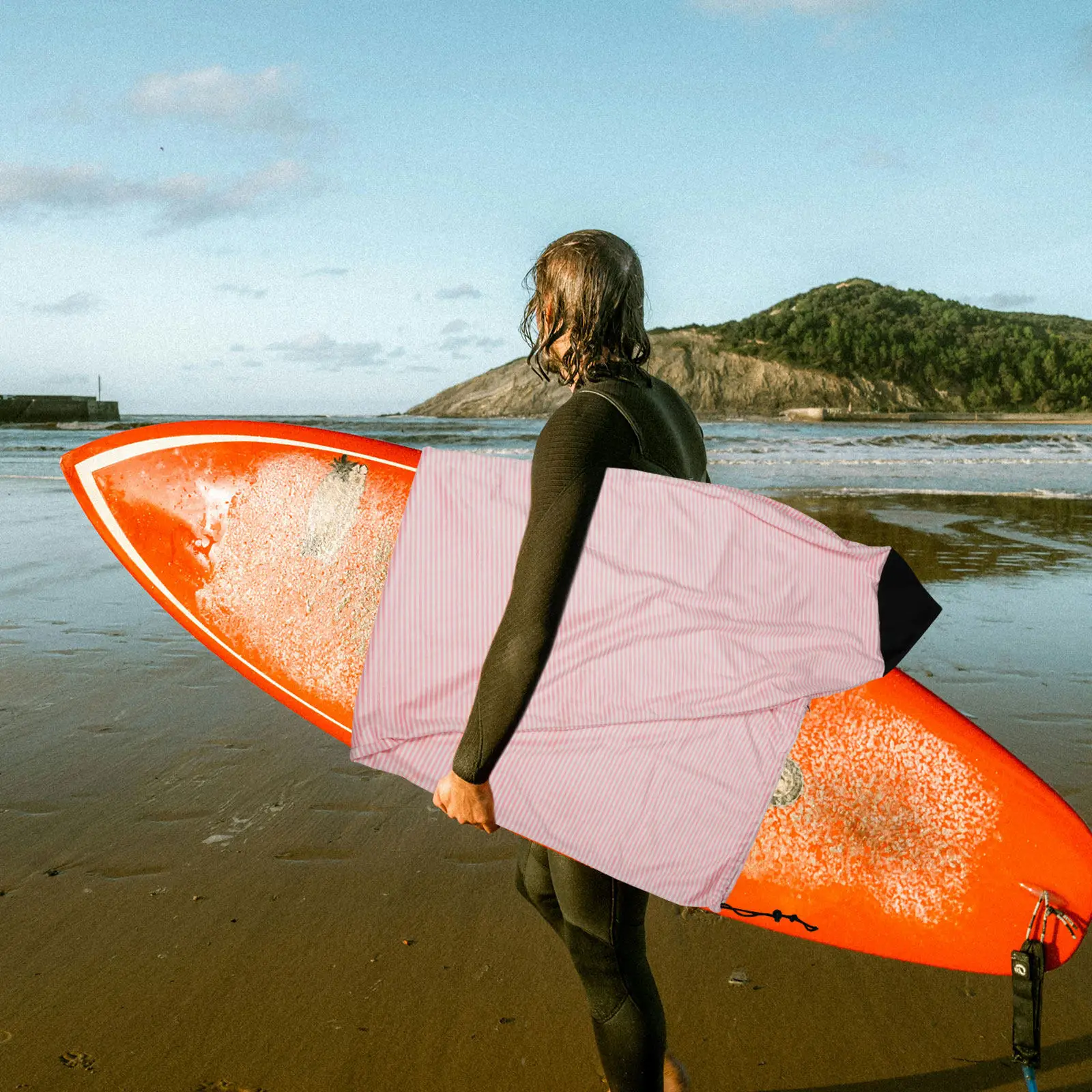 

Универсальный чехол-носок для серфборда из розово-белой эластичной ткани, водонепроницаемый защитный чехол для лонгборда, каяка, падлборда, для путешествий