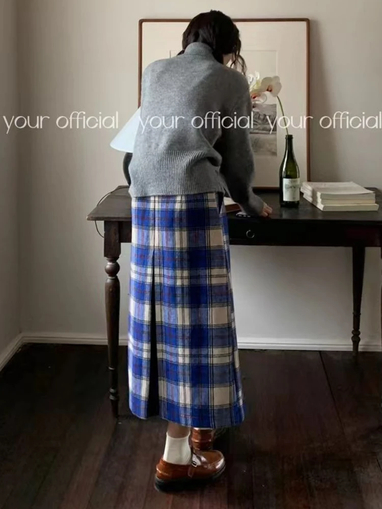 Plaid Midi Geplooide Rokken Vrouwen Hoge Taille Herfst Kleding Preppy Japanse Stijl Studenten Terug Slit Юбка Harajuku Leuke Elegante