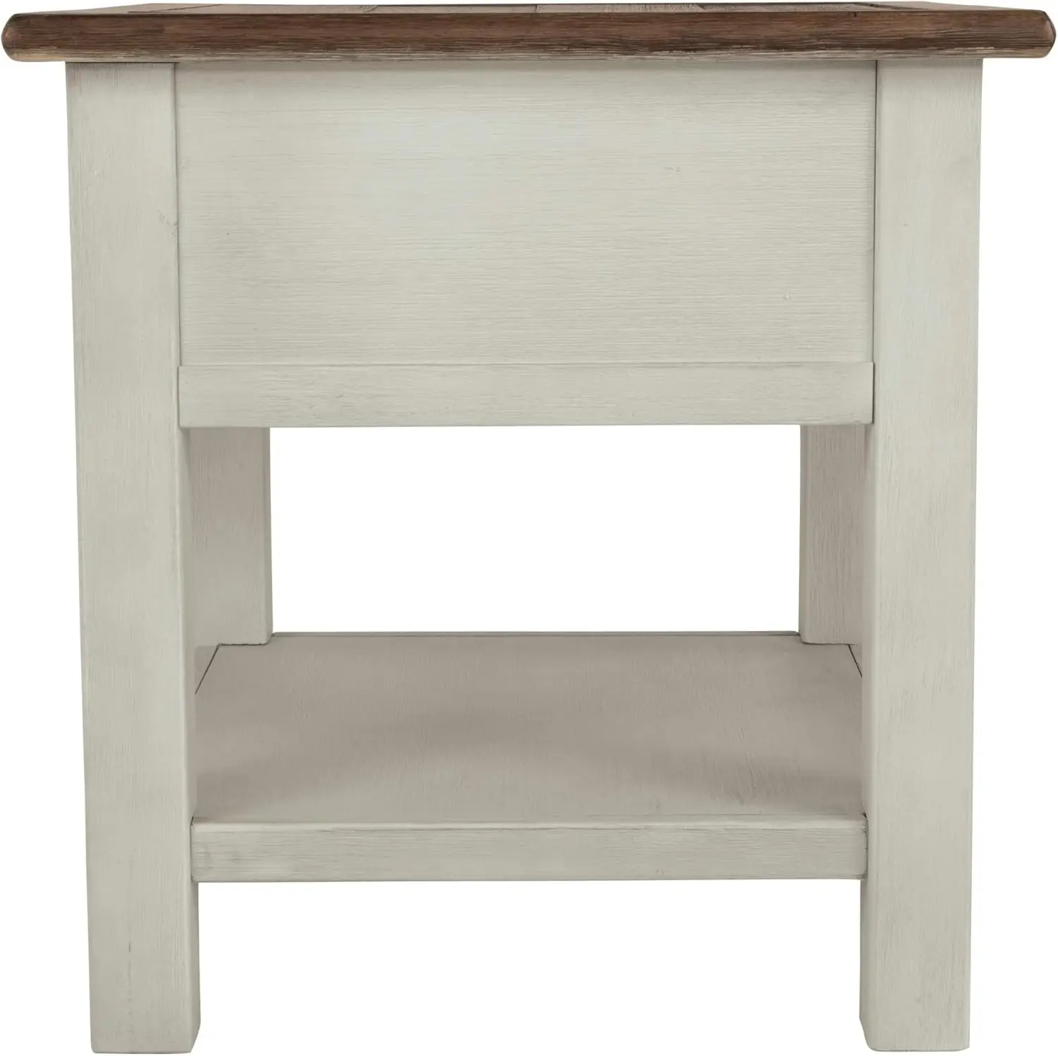 Design by Ashley Bolanburg Farmhouse Square Two Tone End Table, Antique Cream