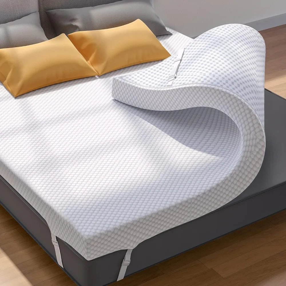 emory Foam Mattress Topper for Pressure Relief, Soft Mattress Topper for Cooling Sleep, Non-Slip Design with Remo