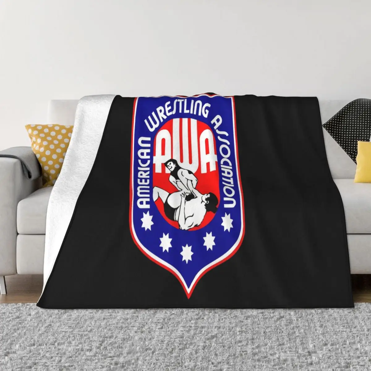 New Awa American Wrestling Association Mens Black Size S M L Xl 2Xl 3Xl Throw Blanket