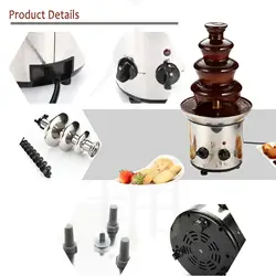 Stainless Steel 1.8kg Capacity Electric Chocolate Fondue Fountain DIY Waterfall 17.7 in Tall for Nacho Cheese BBQ Sauce