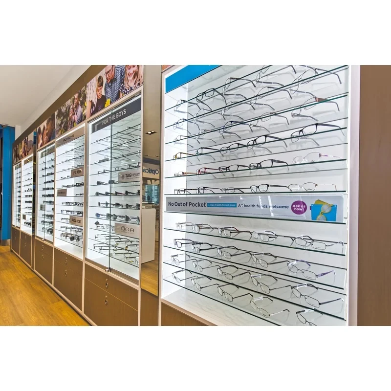 custom.Lockable Sunglasses Rods Wall Mounted Eyewear Eyeglasses Display Rack Bars