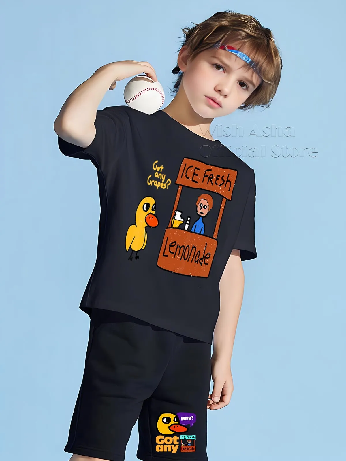 

Kids Ice Fresh Lemonade T-Shirt Got Any Grapes Tee Boys Funny Personality Streetwear Cotton Breathable Short Sleeve Casual Tops