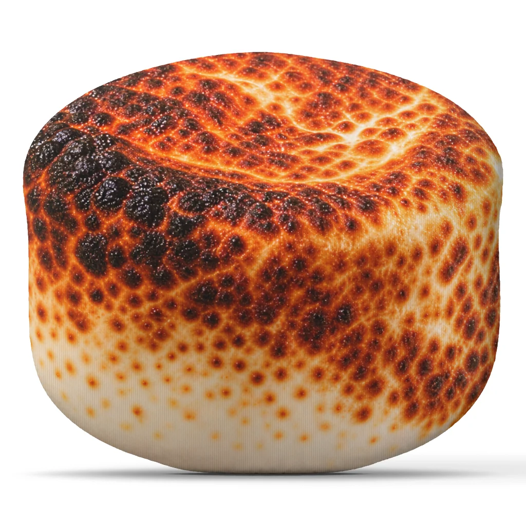 Toasted Marshmallow Shaped Throw Pillow Foodie Decorative Cushion Stuffed Pillow for Sofa Home Decor Campfire Snack Gift
