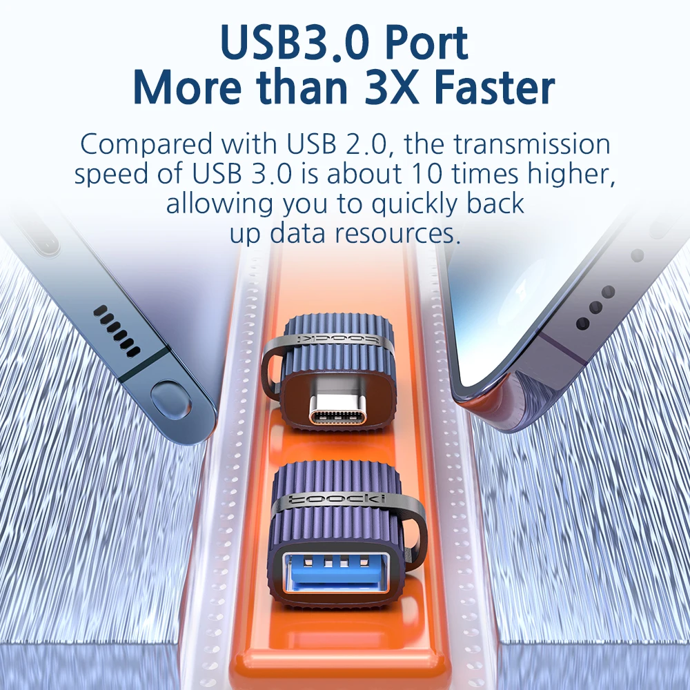Toocki adattatore di ricarica rapida da USB 3.0 a tipo C lettore di dischi OTG U a connettore femmina di tipo c per tastiera Mouse Xiaomi 12 Macbook