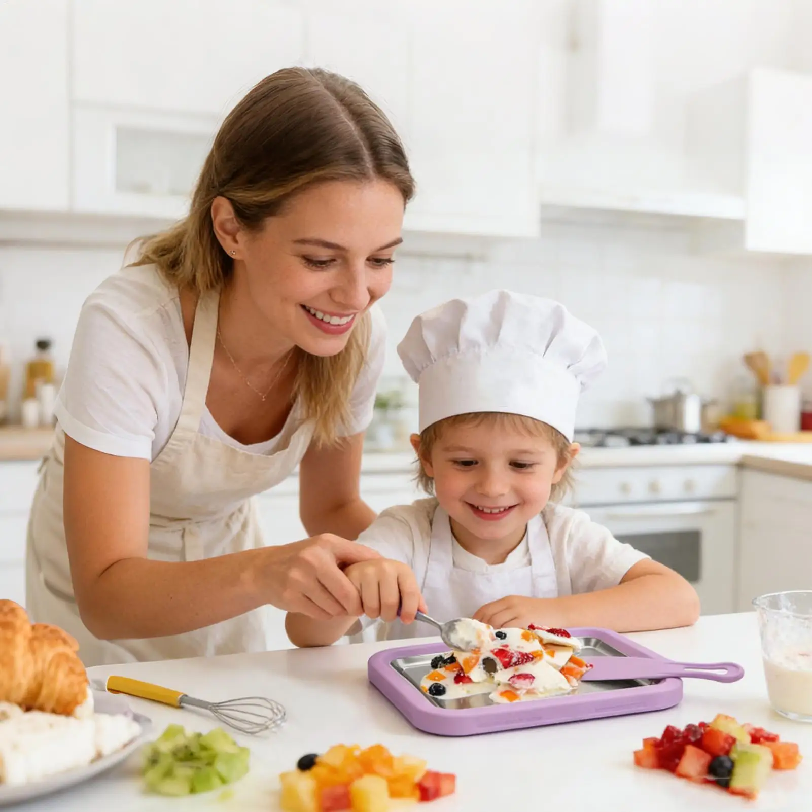 Ice Cream Roller Maker Stainless Steel Yogurt Tray Yogurt Maker For Home Kitchen Party Cooking Family Gathering Dessert Making