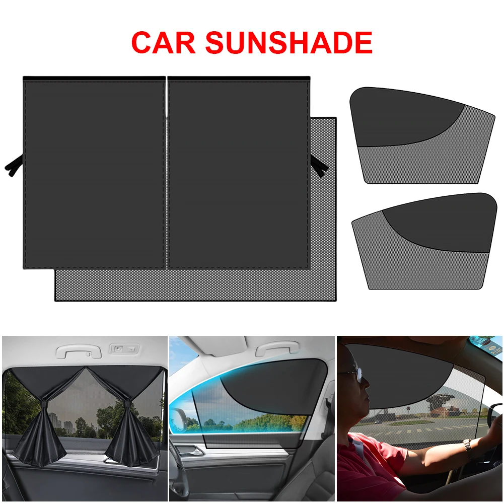 

Double Layer Car Side Window Sun Shade Magnetic Mesh Protector UV Protection Front Rear Window Curtain Side Glass Mesh Sunshades