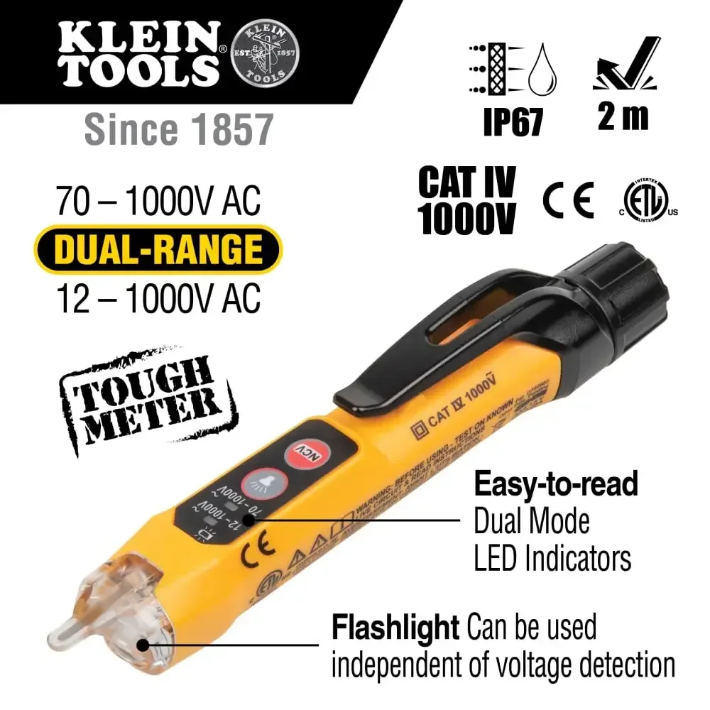 Klein Tools 80101 Kit de prueba para el hogar, probadores de toma y receptáculo GFCI, multímetro, NCVT, buscador de disyuntores, cables, 6 piezas