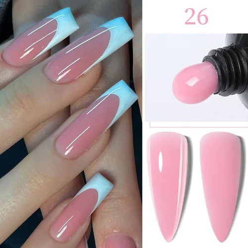 LILYCUTE-esmalte de uñas en Gel de extensión rápida, 15ML, blanco lechoso, Color rosa claro, manicura francesa, barniz de Gel duro para prolongar los dedos