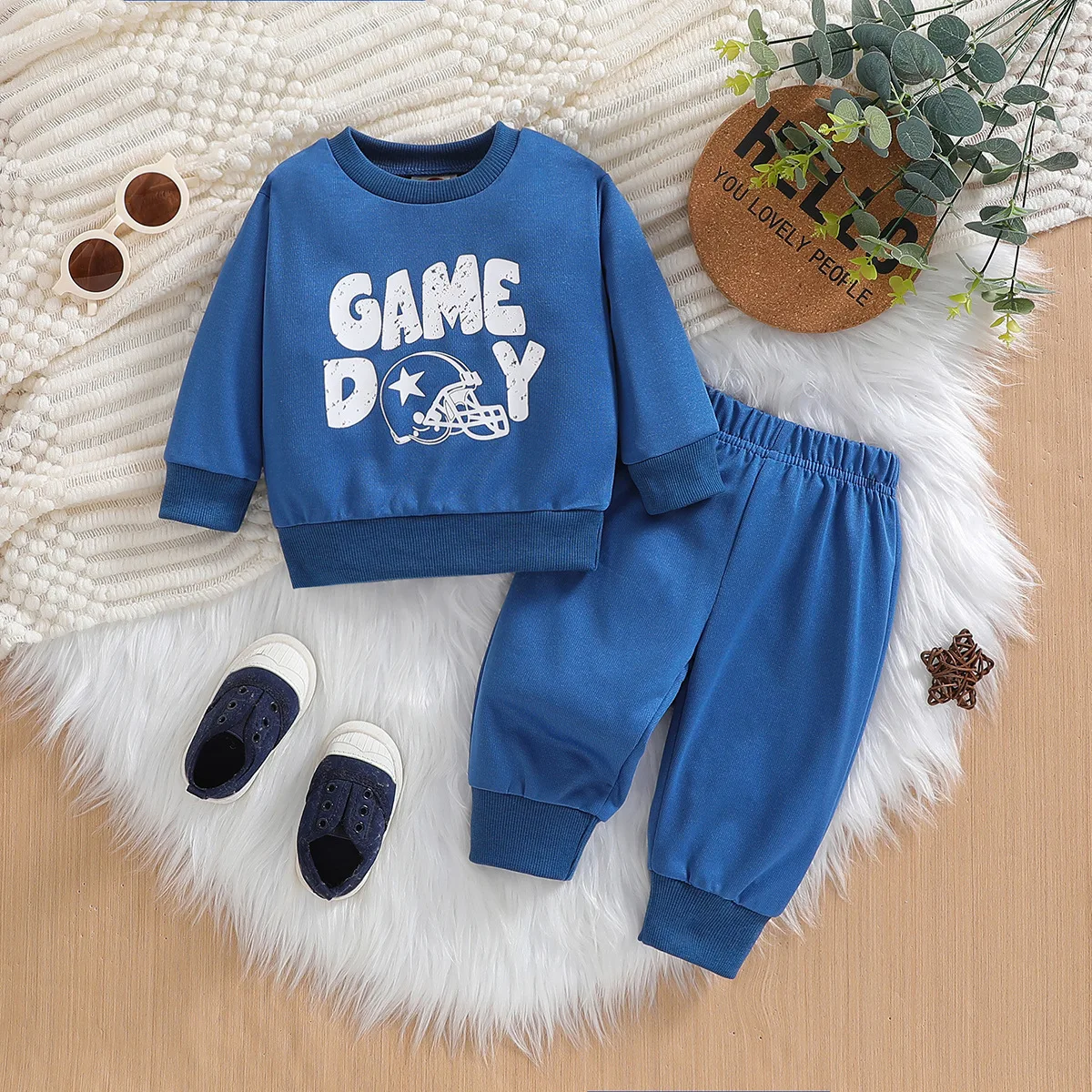 

Baby boys sport suit long-sleeved letter sweater casual pants two-piece set kids outerwear